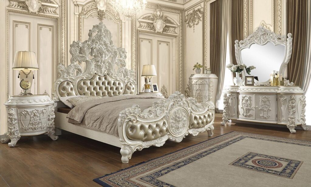 Luxury bedroom in pleasant light colors