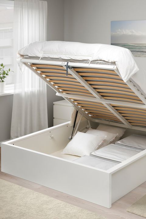 a place to store things with a raised bed frame