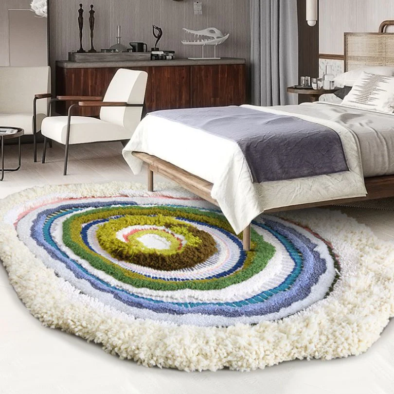 Large round rug with texture round color coloring for bedroom