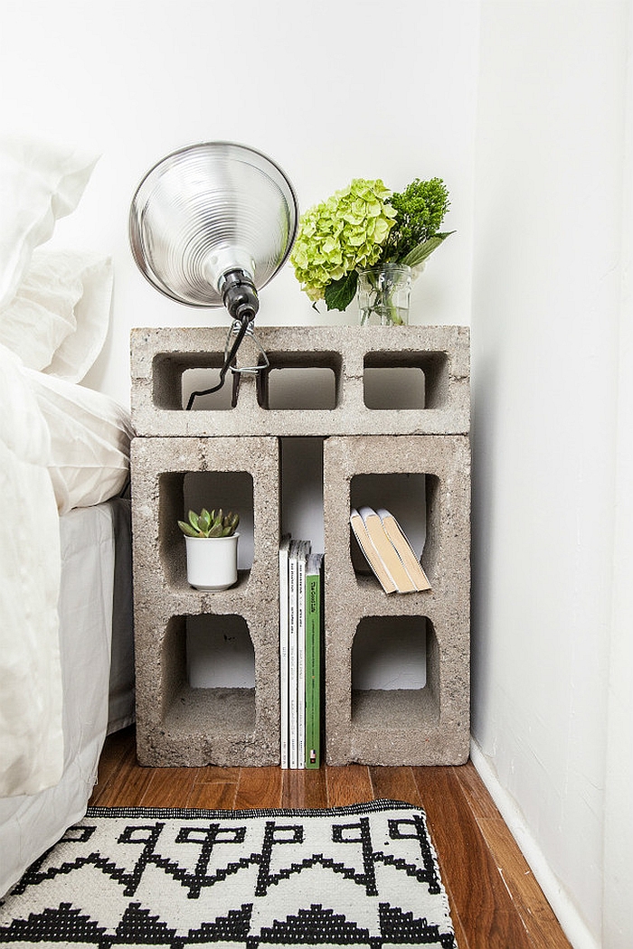 An unusual and interesting brick bedside table