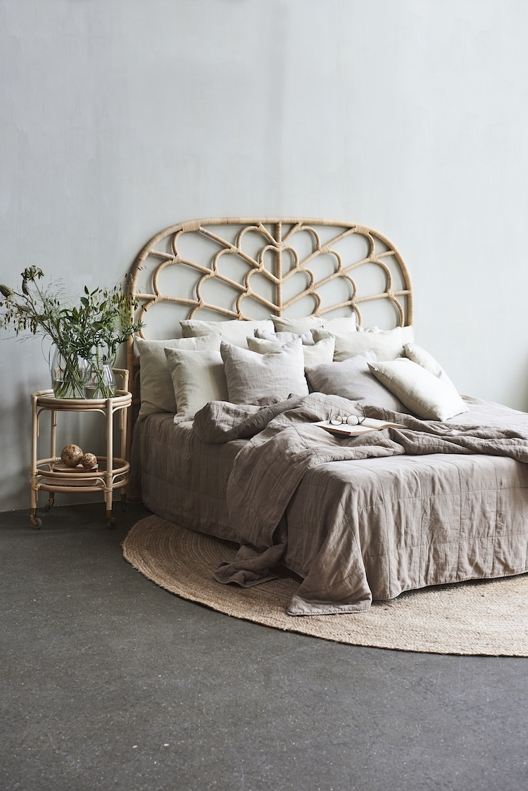 Scandinavian bedroom style - a unique headboard for the bed