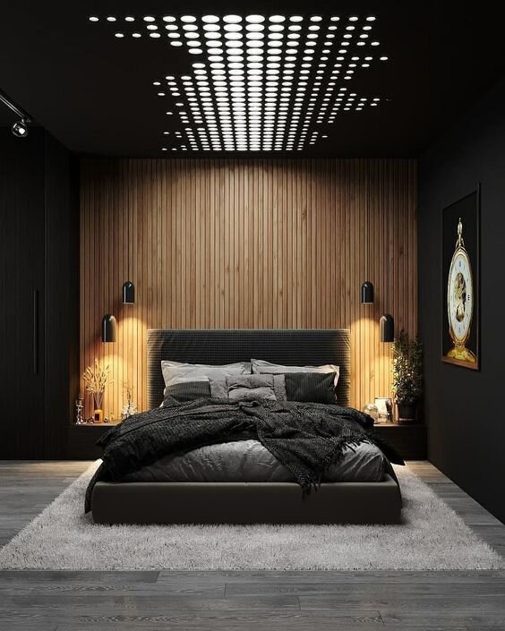 Sophisticated wall lamps for a black bedroom